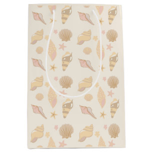 Sac Cadeau Moyen Motif Coquilles Beige