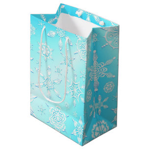Sac Cadeau Moyen Motif Crystal Snowflakes