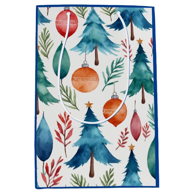 Sac Cadeau Moyen Motif d'arbre de Noël (Devant)