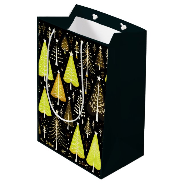 Sac Cadeau Moyen Motif d'arbre de Noël (Dos Angle)
