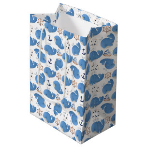 Sac Cadeau Moyen Motif De Baleines, Beaux Baleines, Baleines Bleues