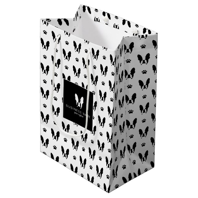 Sac Cadeau Moyen Motif de bulldog français (Devant Angle)