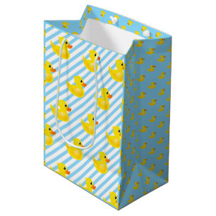 Sac Cadeau Moyen Motif de canard en caoutchouc jaune Kawaii