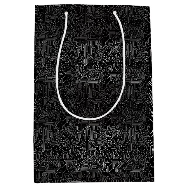 Sac Cadeau Moyen Motif de circuit connecté b Go noir (Devant)