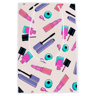 Sac Cadeau Moyen Motif de cosmétiques rose et violet