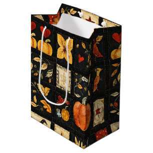 Sac Cadeau Moyen Motif de courtepointe d'art populaire d'automne