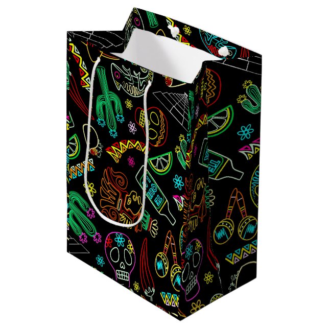 Sac Cadeau Moyen Motif de Fiesta du Mexique (Devant Angle)