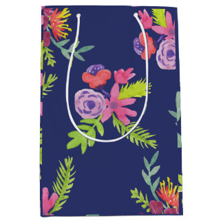 Sac Cadeau Moyen Motif de fleurs sauvages à l'aquarelle