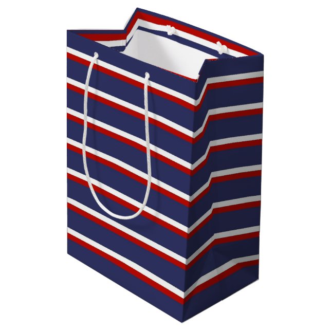 Sac Cadeau Moyen Motif de la bande rouge bleue de la Marine (Dos Angle)