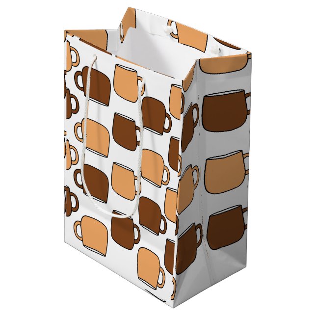 Sac Cadeau Moyen Motif de la coupe du café (Devant Angle)