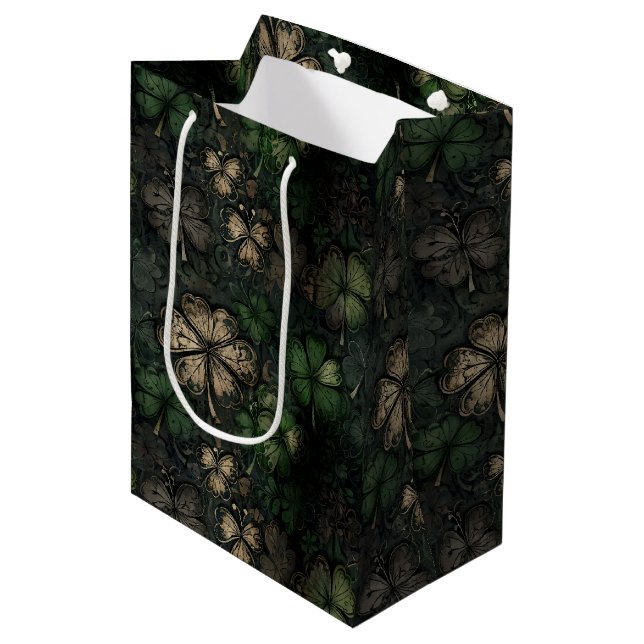 Sac Cadeau Moyen Motif de la Saint-Patrick en détresse (Devant Angle)