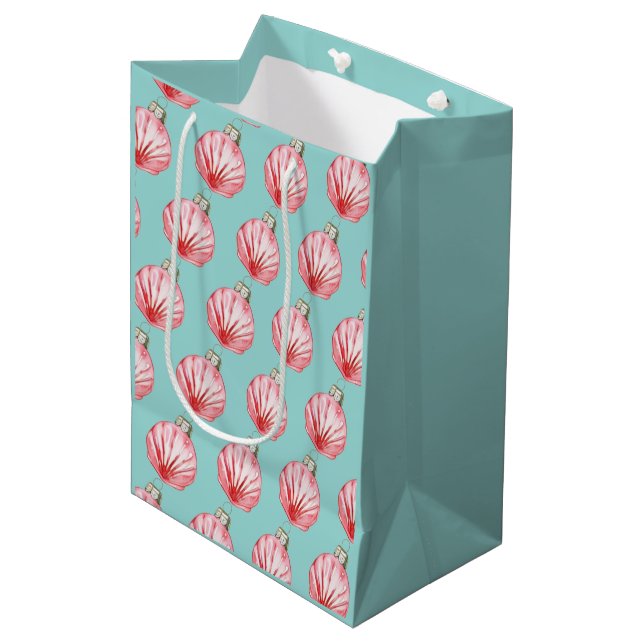 Sac Cadeau Moyen Motif de l'ornement Red Seashell (Devant Angle)