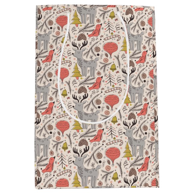 Sac Cadeau Moyen Motif de Noël (Devant)