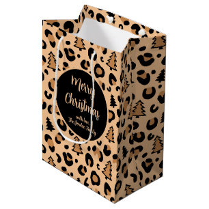 Sac Cadeau Moyen Motif de Noël Empreinte de léopard