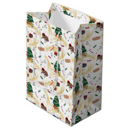 Sac Cadeau Moyen Motif de Noël en blanc