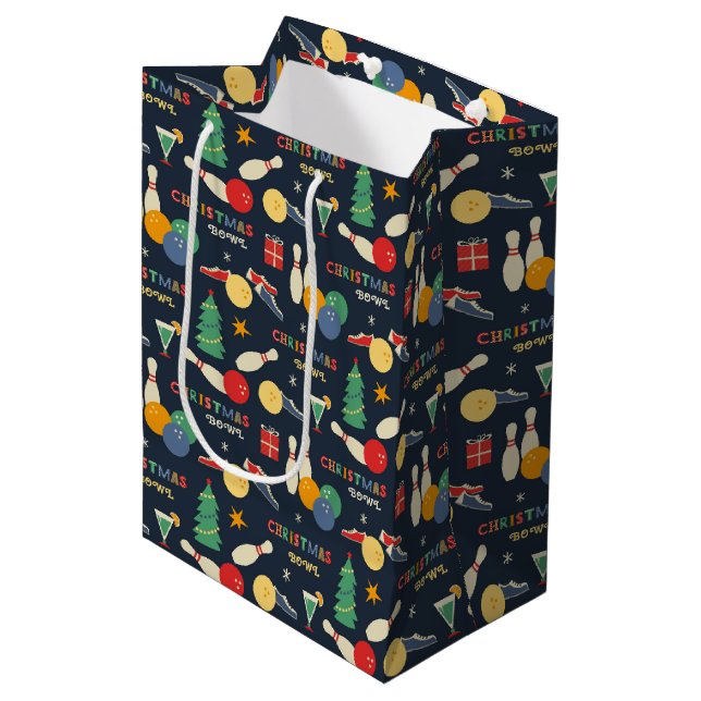 Sac Cadeau Moyen Motif de Noël rétro (Devant Angle)