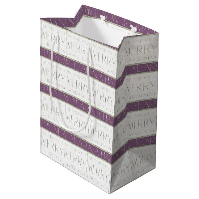 Sac Cadeau Moyen Motif de Noël vert violet #35 ID1009 (Dos Angle)