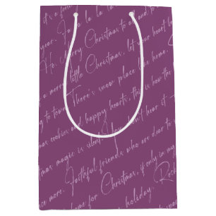 Sac Cadeau Moyen Motif de Noël violet #36 ID1009