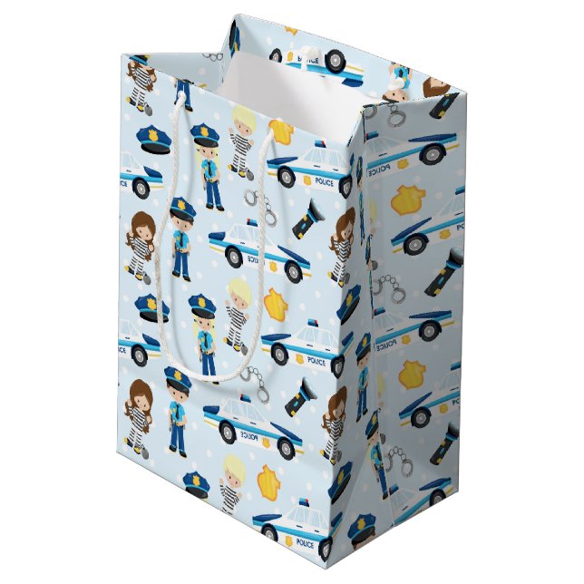 Sac Cadeau Moyen Motif de police (Dos Angle)