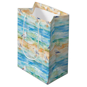 Sac Cadeau Moyen Motif de rivage de bécasseau côtier (1)