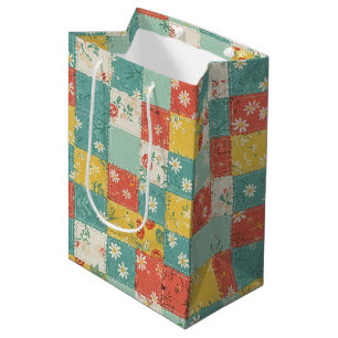 Sac Cadeau Moyen Motif de rose printanière pastel