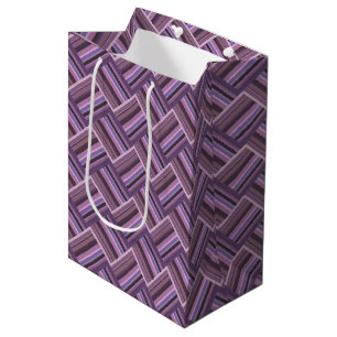 Sac Cadeau Moyen Motif de tissage diagonale rayures mauve