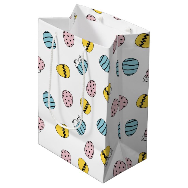 Sac Cadeau Moyen Motif des oeufs de Pâques Snoopy (Devant Angle)