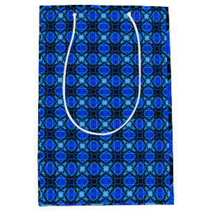 Sac Cadeau Moyen Motif diamant bleu et noir