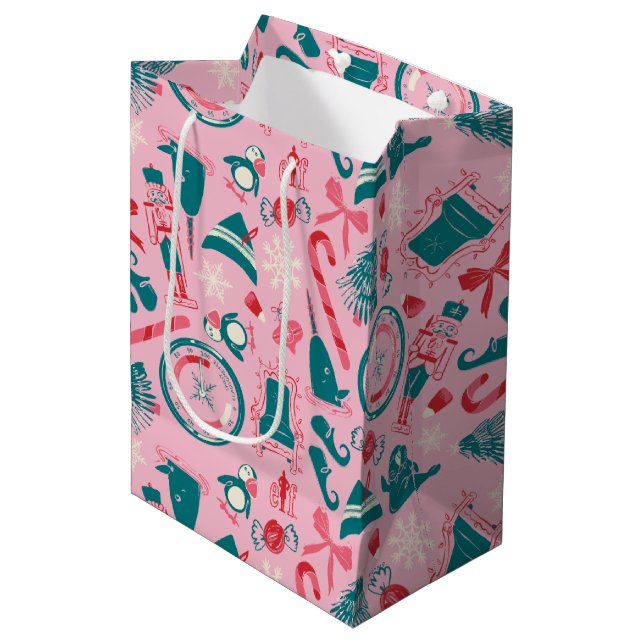 Sac Cadeau Moyen Motif d'icône encadrée Elf Holiday (Devant Angle)