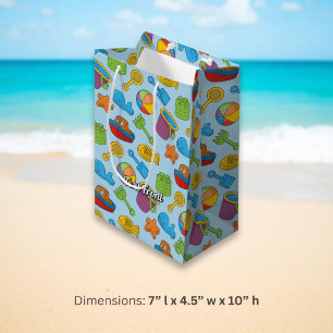 Sac Cadeau Moyen Motif d'icônes de jouets de plage