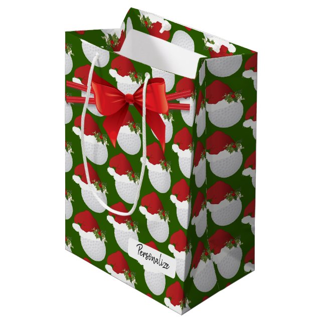 Sac Cadeau Moyen Motif du golf de Noël (Devant Angle)
