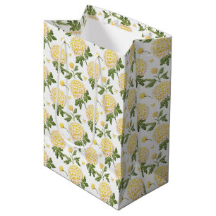 Sac Cadeau Moyen Motif élégant de papillons de fleurs d'hydrangea j