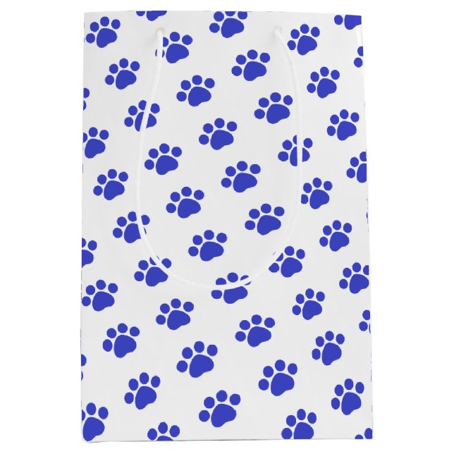Sac Cadeau Moyen Motif Empreinte de patte bleu (Devant)