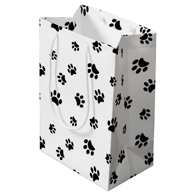 Sac Cadeau Moyen Motif Empreinte de patte noir (Dos Angle)