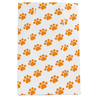 Sac Cadeau Moyen Motif Empreinte de patte orange