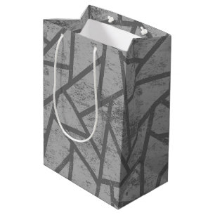 Sac Cadeau Moyen Motif en mosaïque gris