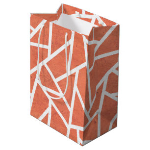 Sac Cadeau Moyen Motif en mosaïque orange mandarin