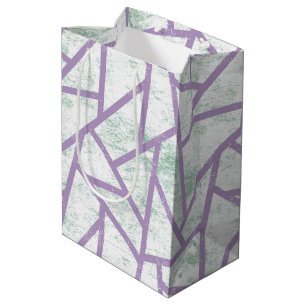 Sac Cadeau Moyen Motif en mosaïque vert clair et lavande