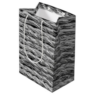 Sac Cadeau Moyen Motif en osier métallique argenté