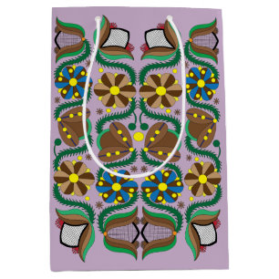 Sac Cadeau Moyen Motif floral traditionnel estonien coloré