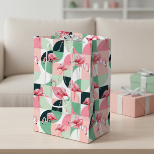Sac Cadeau Moyen Motif géométrique de flamant rose