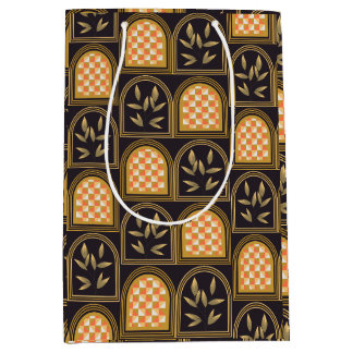 Sac Cadeau Moyen Motif géométrique floral Art Déco de luxe sans cou