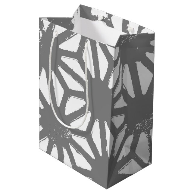 Sac Cadeau Moyen Motif géométrique gris (Dos Angle)