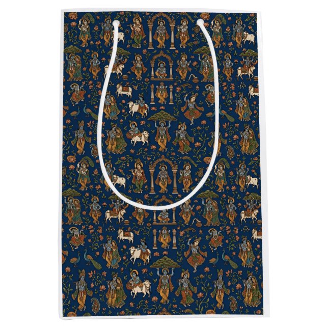 Sac Cadeau Moyen Motif Krishna (Devant)