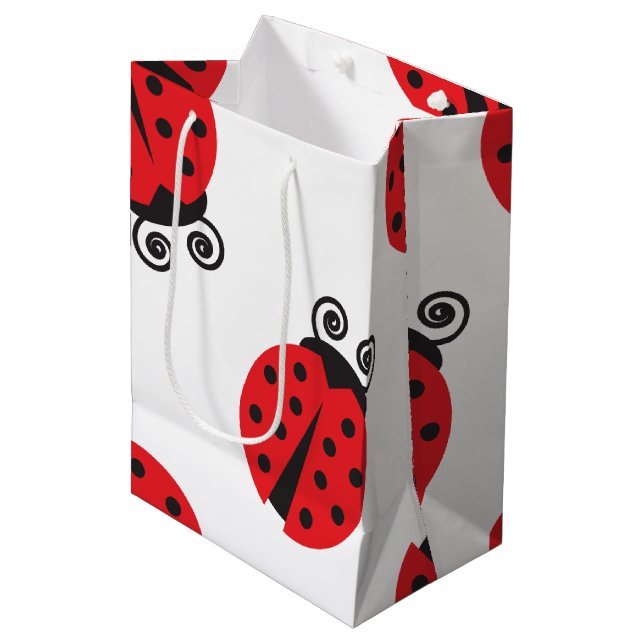 Sac Cadeau Moyen Motif mignon de coccinelle (Devant Angle)