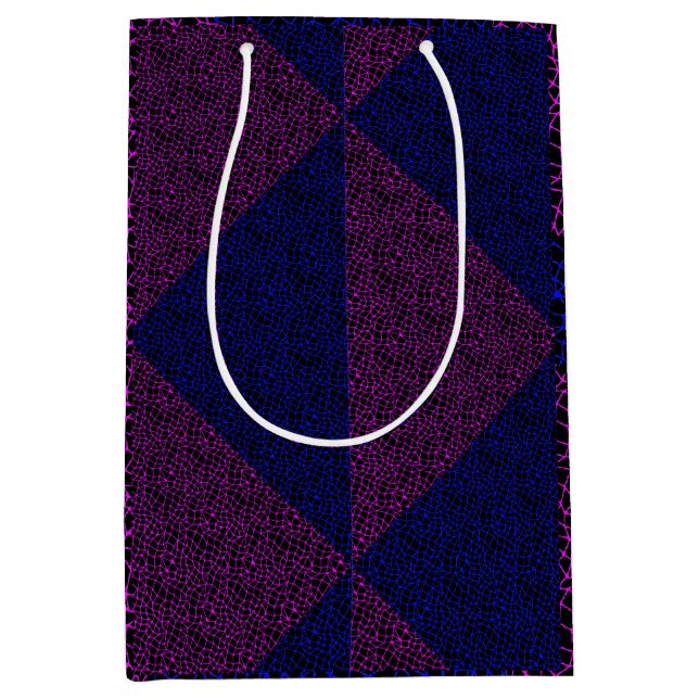 Sac Cadeau Moyen Motif net 05 Indigo Blue Black BG (Devant)