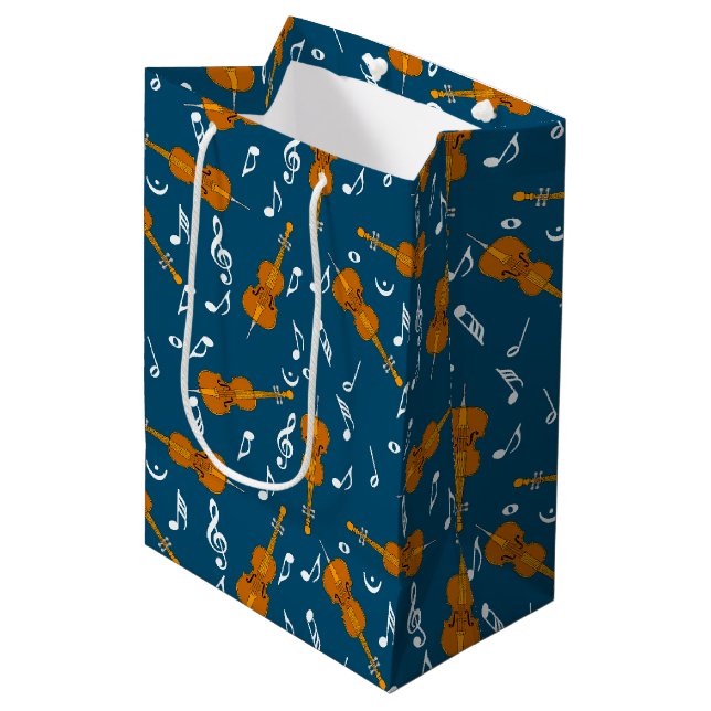 Sac Cadeau Moyen Motif note musique cello (Devant Angle)