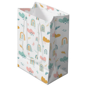 Sac Cadeau Moyen Motif nuage Rainbow et pluie amusant