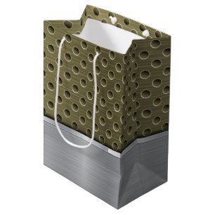 Sac Cadeau Moyen Motif OLIVE GREEN & SILVER METAL LOIN
