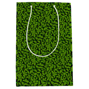 Sac Cadeau Moyen motif plante A09.b BG noir